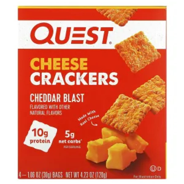 Крекери, Cheese Crackers, Quest Nutrition, чеддер, 4 пакетики по 30 г