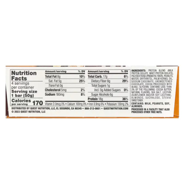 Протеїнові батончики, Protein Bar, Quest Nutrition, арахісова паста в шоколаді, 4 шт по 50 г кожен
