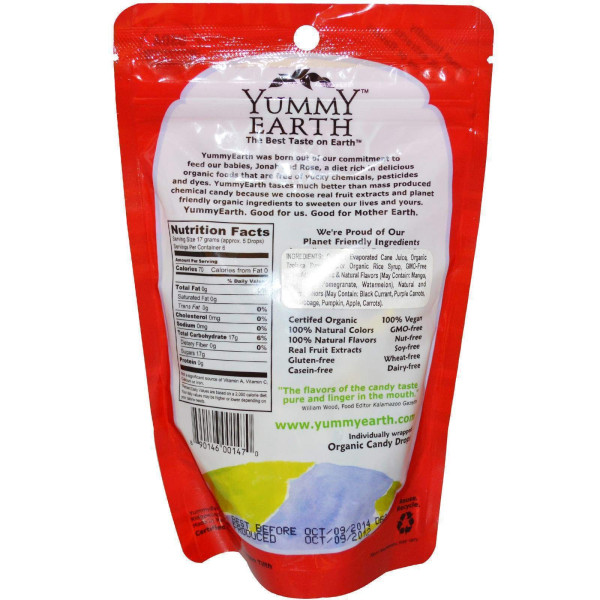 Льодяники 4 смаки, Candy Drops, 4 Flavors, YumEarth, 93,5 г