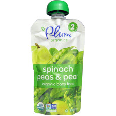 Дитяче пюре шпинат горох груша, Organic Baby Food Stage 2 Plum Organics, 113 г