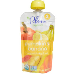 Детское пюре из тыквы и банана, Baby Food Plum Organics, этап 2, органик, 113 г