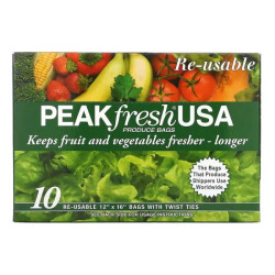 Пакети для зберігання продуктів багаторазові, PEAKfresh USA Рackages, із затяжками, 10 шт