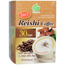 Кава з грибом рейші 2 в 1, 2 in 1 Reishi Coffee Longreen Corporation, 30 пакетів, 65,4 г