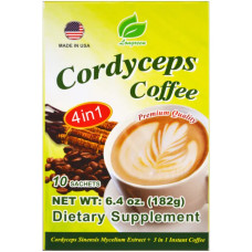 Кава з кордицепсом 4 в 1, Longreen Corporation Cordyceps Coffee, 10 пакетиків, 182 г