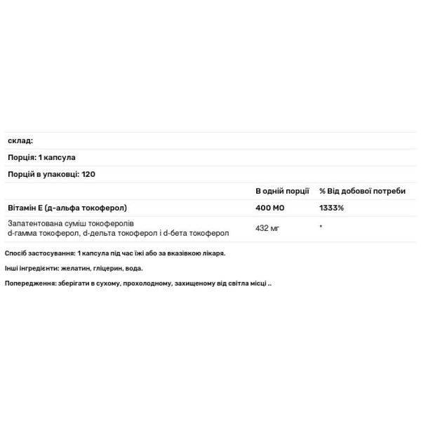 Вітамін Е (d-альфа-токоферол), Unique E, A.C. Grace Company, змішаний концентрат токоферолів, 120 гелевих капсул