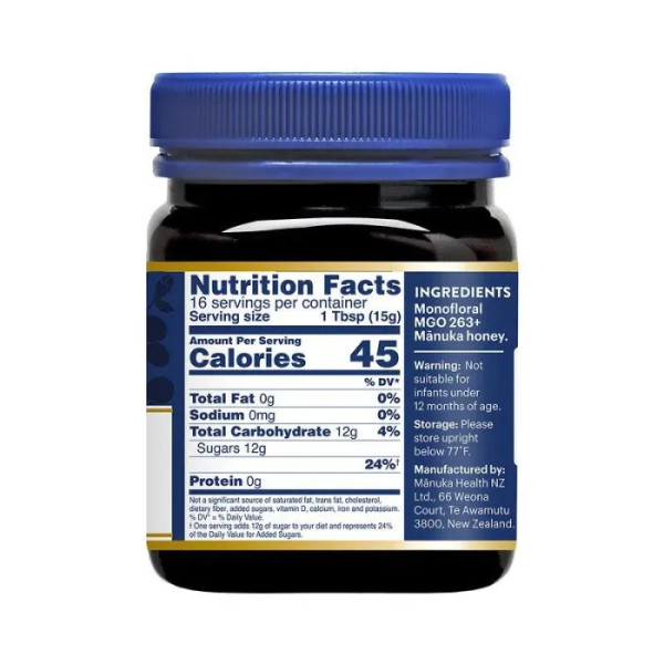 Манука мед, Manuka Honey, Manuka Health, UMF 10+, MGO 263+, сирий, 250 г