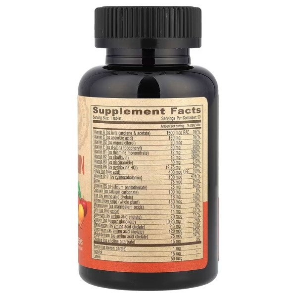 Мультивітаміни та мінерали, Multivitamin & Mineral, Deva, веганська, 1 на день, 90 таблеток в оболонці