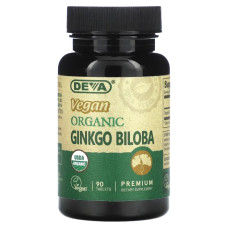 Гінкго білоба 300 мг органік веганський, Deva Vegan Organic Ginkgo Biloba, 90 таблеток