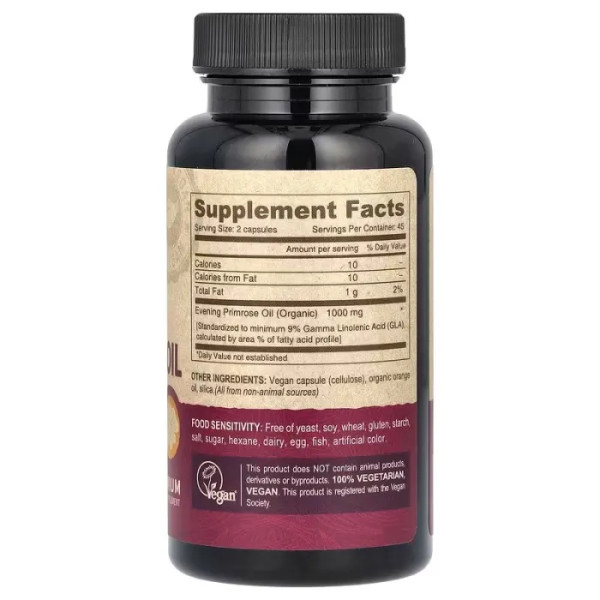 Олія примули вечірньої, Evening Primrose Oil, Deva, веганська, 1000 мг, 90 веганських капсул (500 мг у капсулі)