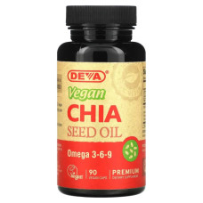 Олія насіння чіа, Deva Chia Seed Oil Omega 3-6-9, 90 веганських капсул