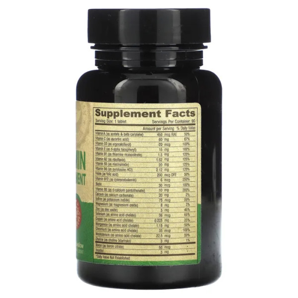 Мультивітамінний та мінеральний комплекс, Vegan Tiny-Tablets Multivitamin & Mineral Supplement, Deva, для веганів, без заліза, 90 таблеток