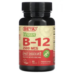 Вітамін B12 2500 мкг швидкорозчинний для веганів, Deva Vegan B12, 90 таблеток
