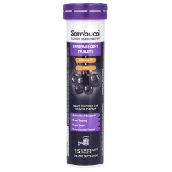 Черная бузина для иммунитета, Black Elderberry Sambucol, с витамином C и цинком, 15 шипучих таблеток