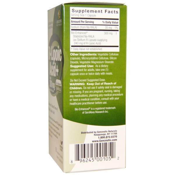 R-ліпоєва кислота + Genceutic Naturals, 300 мг, 60 капсул
