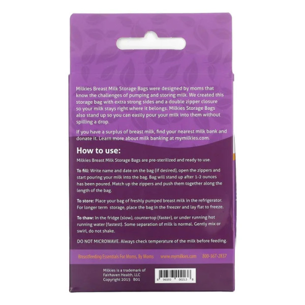 Пакети для зберігання грудного молока, Breast Milk Storage Bags, Fairhaven Health, 50 пакетів для зберігання