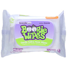 Серветки для носа сольові, аромат лаванда, Boogie Wipes Gentle Saline Nose Wipes, 30 шт