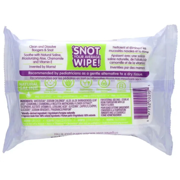Вологі серветки для носа, сольові, Gentle Saline Nose Wipes, Boogie Wipes, з ароматом лаванди, 30 шт.