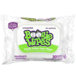 Сольові серветки для носа, Boogie Wipes Gentle Saline Nose Wipes, без запаху 30 шт