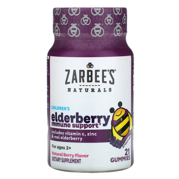 Підтримка імунітету (бузина), Elderberry immune Support, Zarbee's, 21 жувальних таблеток