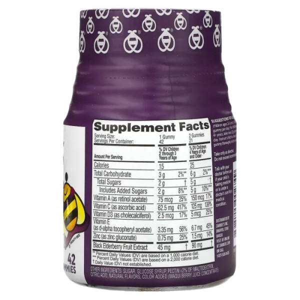 Підтримка імунітету з бузиною, для дітей віком від 2 років, Elderberry Immune Support, Zarbee's, смак ягід, 42 жувальні цукерки