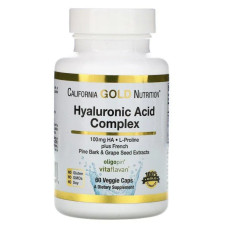 Гиалуроновая кислота 100 мг, California Gold Nutrition Hyaluronic Acid Complex, 60 капсул