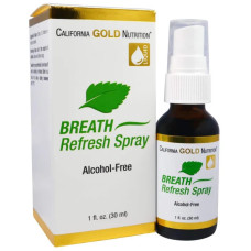 Освежитель дыхания, без спирта, натуральный вкус мята и корица, Breath Refresh Spray California Gold Nutrition, 30 мл