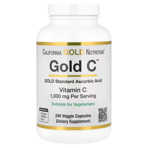 Вітамін C, Gold C Vitamin C, Каліфорнія Gold Nutrition, фармацевтична категорія, 1000 мг, 240 рослинних капсул