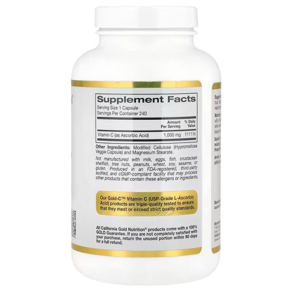 Вітамін C, Gold C Vitamin C, Каліфорнія Gold Nutrition, фармацевтична категорія, 1000 мг, 240 рослинних капсул
