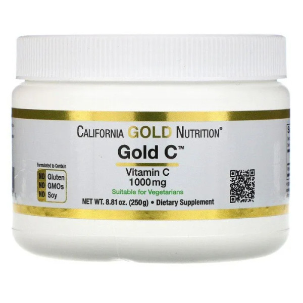 Вітамін C, Vitamin C, California Gold Nutrition, 1000 мг, 250 гр