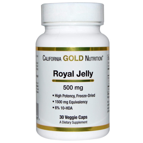 Маточне молочко, Royal Jelly, California Gold Nutrition, 500 мг, 30 капсул
