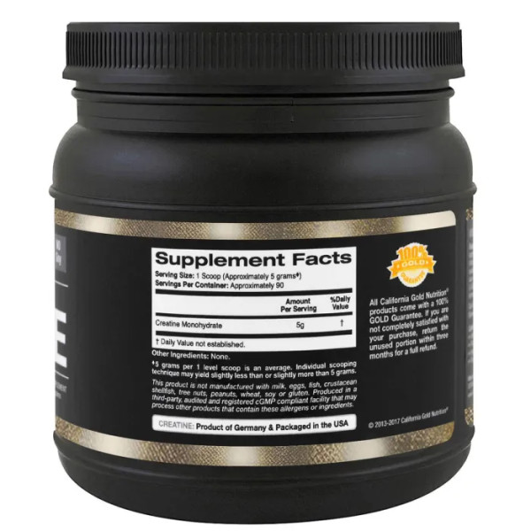 Креатин, Creatine Monohydrate, California Gold Nutrition, микронизированный моногидрат, без ароматизаторов, 454 г