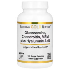 Глюкозамін, хондроїтин, ЧСЧ та гіалуронова кислота, California Gold Nutrition Glucosamine, 120 вегетаріанських капсул