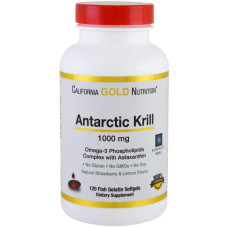Масло криля 1000 мг, California Gold Nutrition Krill Oil with Astaxanthin, вкус клубники и лимона, 120 капсул