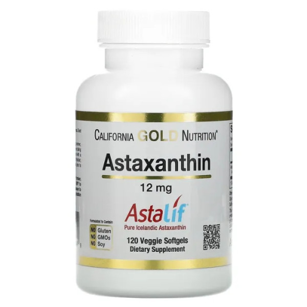 Астаксантин, Astaxanthin, California Gold Nutrition, 12 мг, 120 капсул