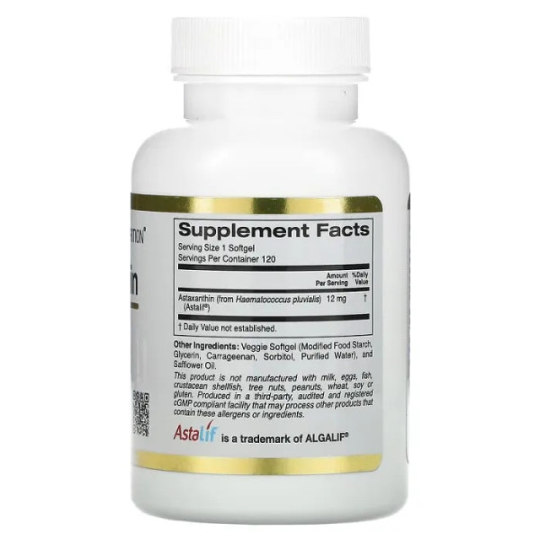 Астаксантин, Astaxanthin, California Gold Nutrition, 12 мг, 120 капсул