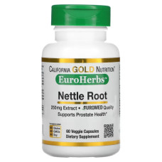 Крапива корень 250 мг, California Gold Nutrition EuroHerbs Nettle Root, 60 капсул