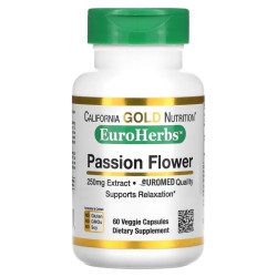 Пассифлора 250 мг, California Gold Nutrition EuroHerbs Passion Flower, 60 вегетаріанських капсул