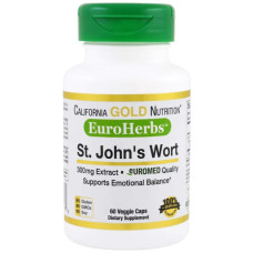 Звіробій 300 мг, екстракт, St. John's Wort California Gold Nutrition EuroHerbs, 60 вегетаріанських капсул