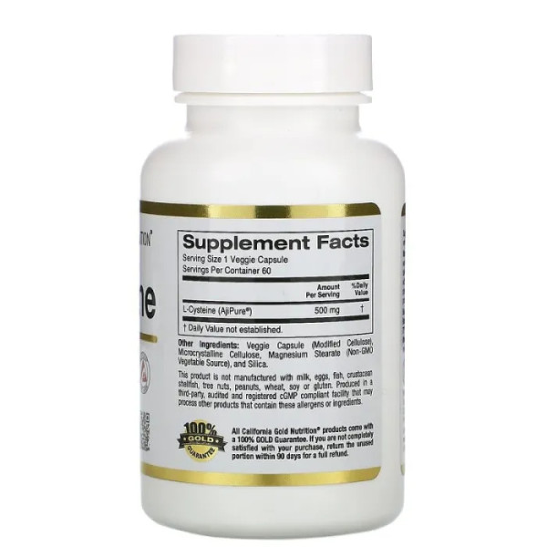 Цистеїн, Sport L-Cysteine, California Gold Nutrition, 500 мг, 60 капсул