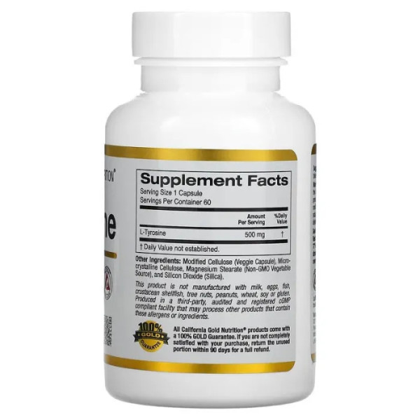 Тирозин, Sport, L-Tyrosine, California Gold Nutrition, 500 мг, 60 капсул