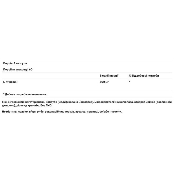 Тирозин, Sport, L-Tyrosine, California Gold Nutrition, 500 мг, 60 капсул