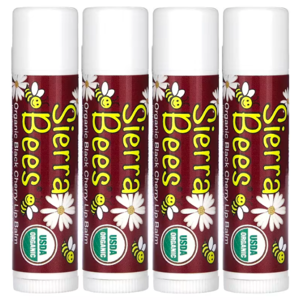 Бальзам для губ, органічний, Organic Lip Balms, Sierra Bees, чорна вишня, 4 шт по 4,25 г