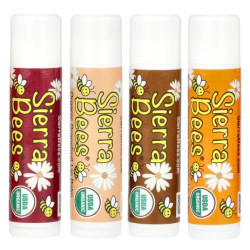 Бальзам для губ органический, Sierra Bees Organic Lip Balms, черная вишня кокос грейпфрут мандарин и ромашка 4 шт по 4,25 г