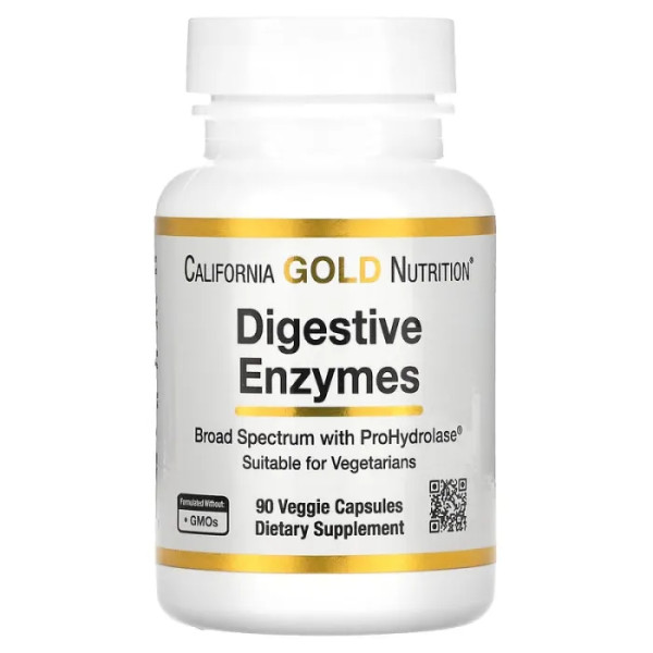 Пищеварительные ферменты, Digestive Enzymes, California Gold Nutrition, широкий спектр действия, 90 капсул
