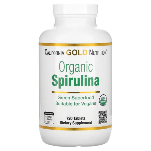 Спіруліна, Spirulina, California Gold Nutrition, органік, 500 мг, 720 таблеток