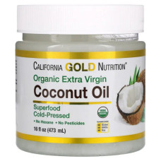 Кокосова олія, California Gold Nutrition Virgin Coconut Oil, органік, першого холодного віджиму, 473 мл