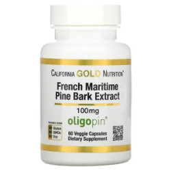 Экстракт коры французской приморской сосны 100 мг French Maritime Pine Bark Oligopin California Gold Nutrition, 60 вегетарианских капсул