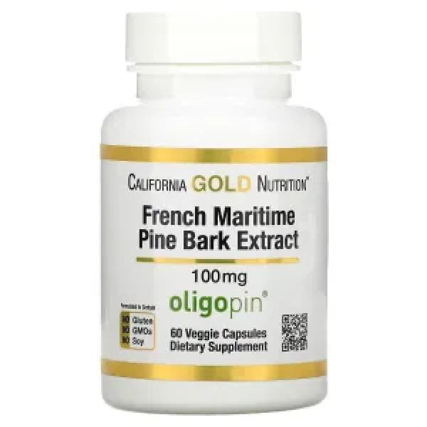 Екстракт кори французької приморської сосни, олігопін, French Maritime Pine Bark, Oligopin, California Gold Nutrition, 100 мг, 60 вегетаріанських капсул