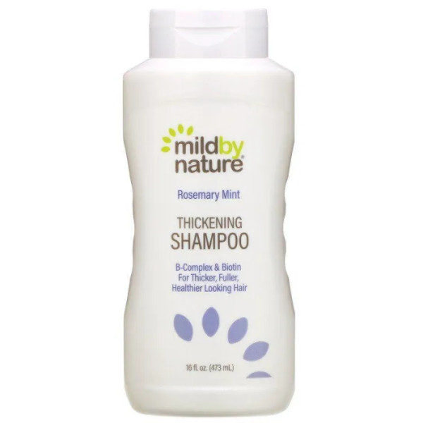 Шампунь з біотином і комплексом, Thickening Shampoo, Mild By Nature, зміцнюючий, м'ята з розмарином, 473 мл.