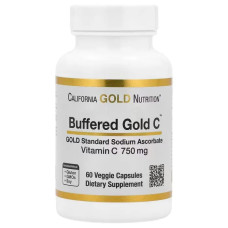Витамин C буферизованный 750 мг аскорбат натрия, California Gold Nutrition Buffered Vitamin C, 60 растительных капсул
